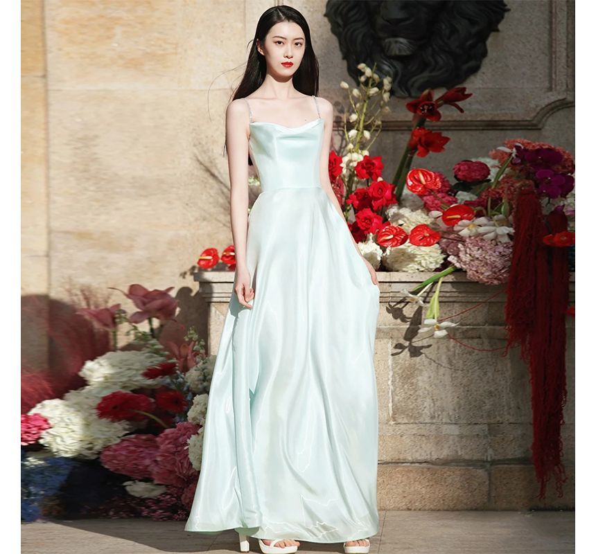 Wedding A-Line Gown Plain Spaghetti Strap