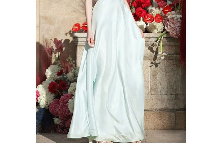 Wedding A-Line Gown Plain Spaghetti Strap