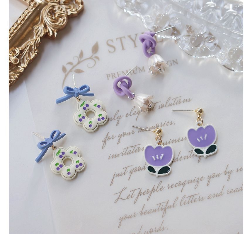 Earring Clip-On Flower Drop /