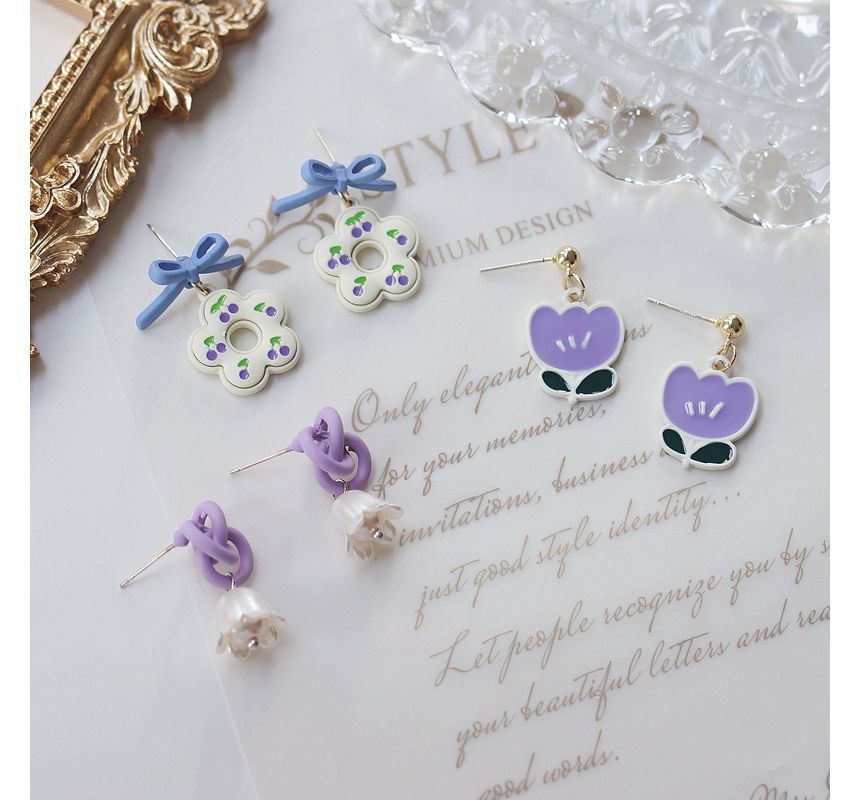 Earring Clip-On Flower Drop /