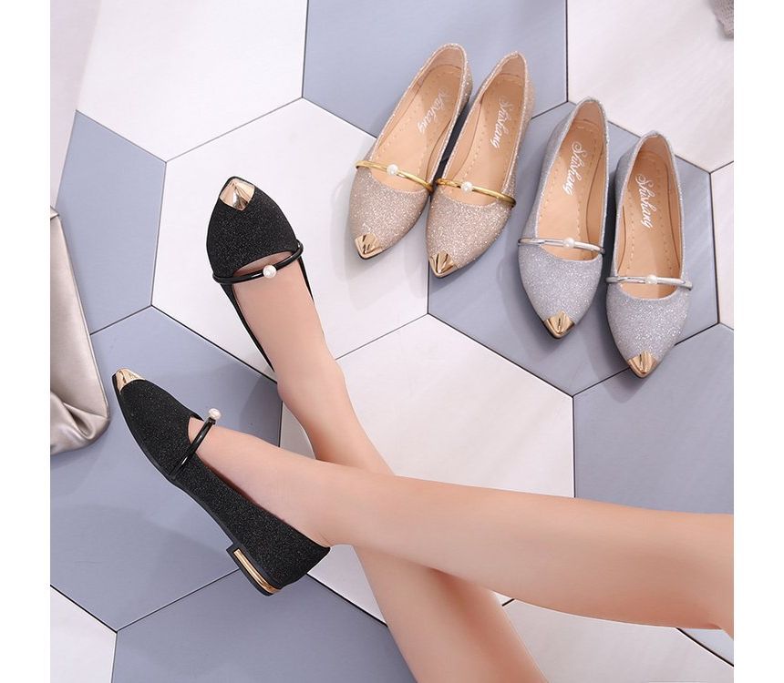 Pointy Accent Flats Metal