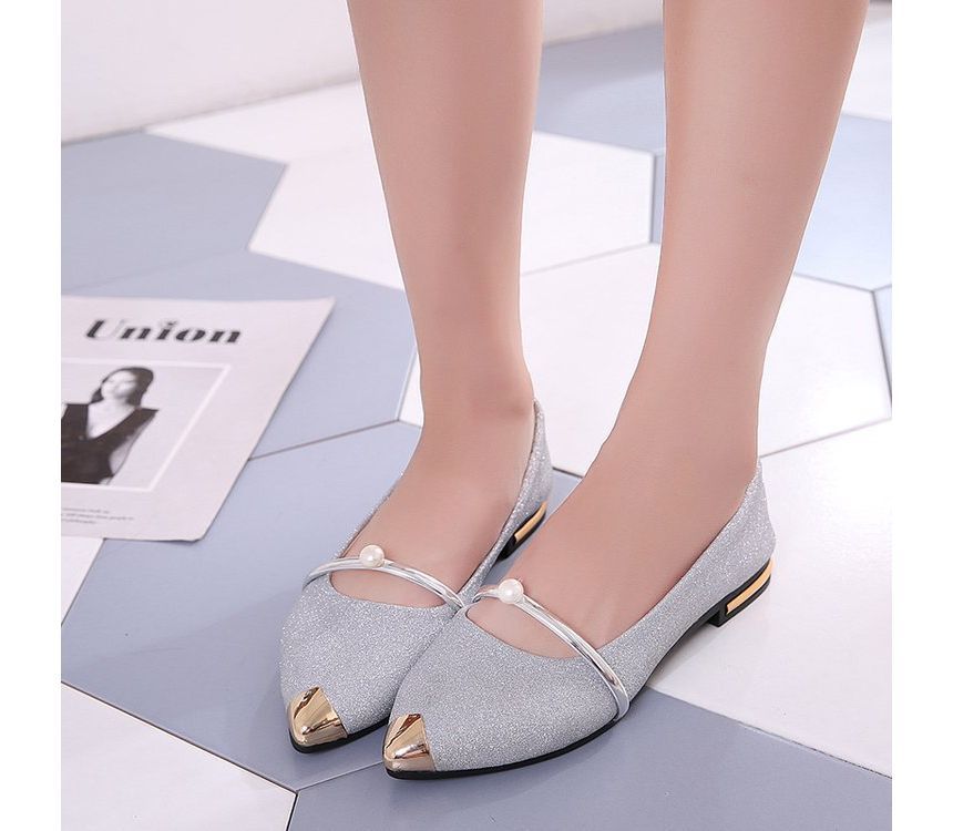 Pointy Accent Flats Metal