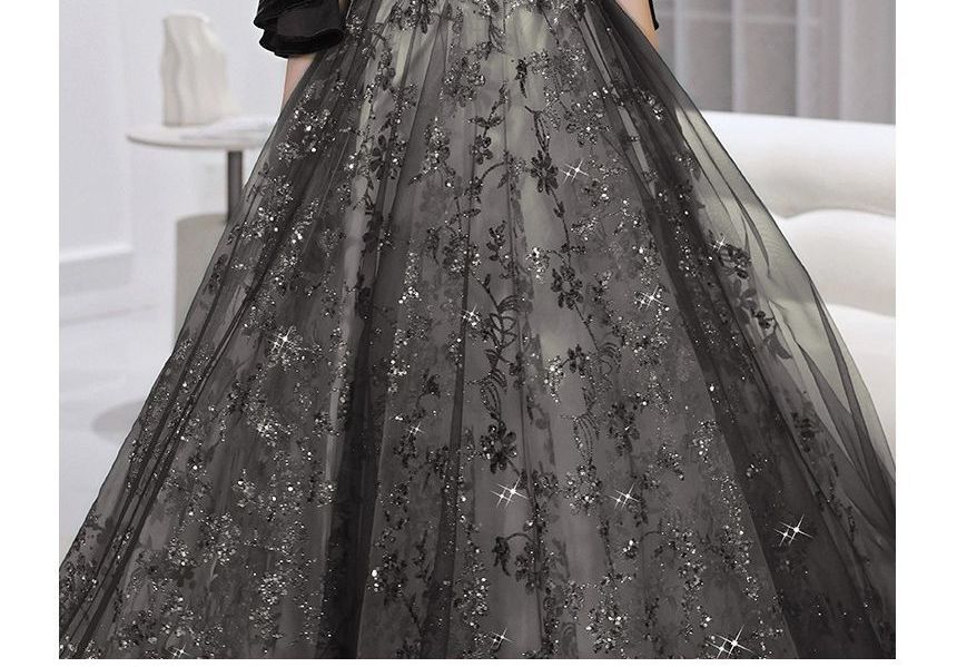 Flower Evening Gown A-Line Embroidered