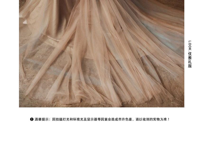 Floral A-Line Evening Gown Sequined Strap Spaghetti