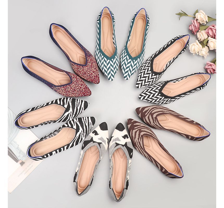 Pointy-Toe Knit Flats