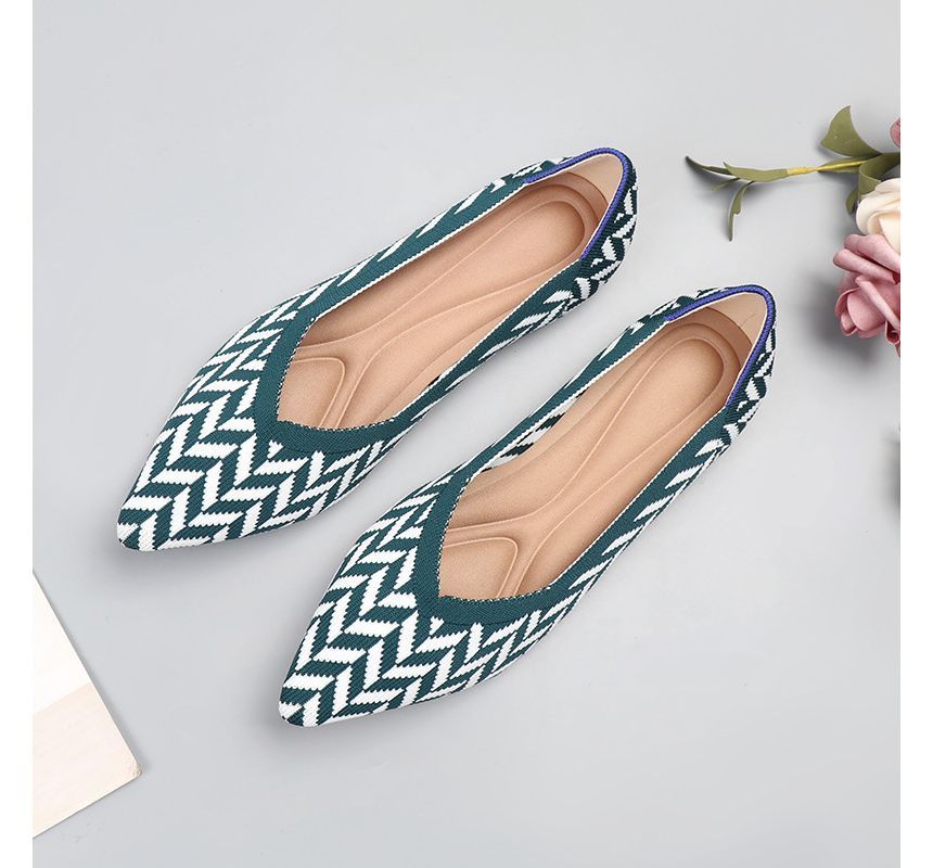 Pointy-Toe Knit Flats