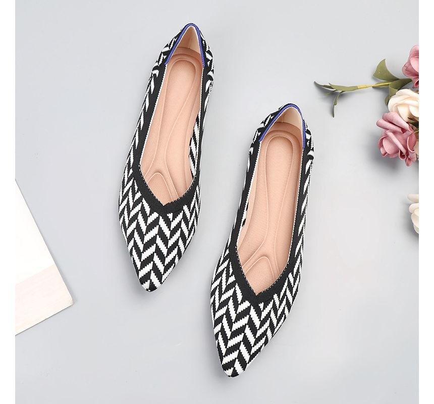 Pointy-Toe Knit Flats