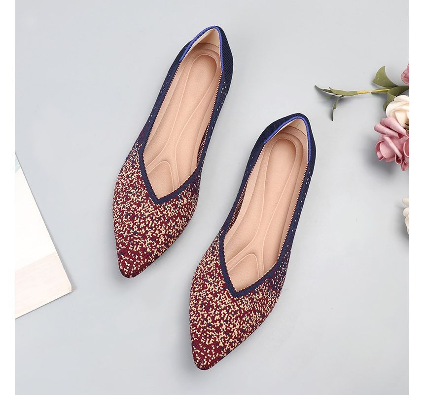 Pointy-Toe Knit Flats