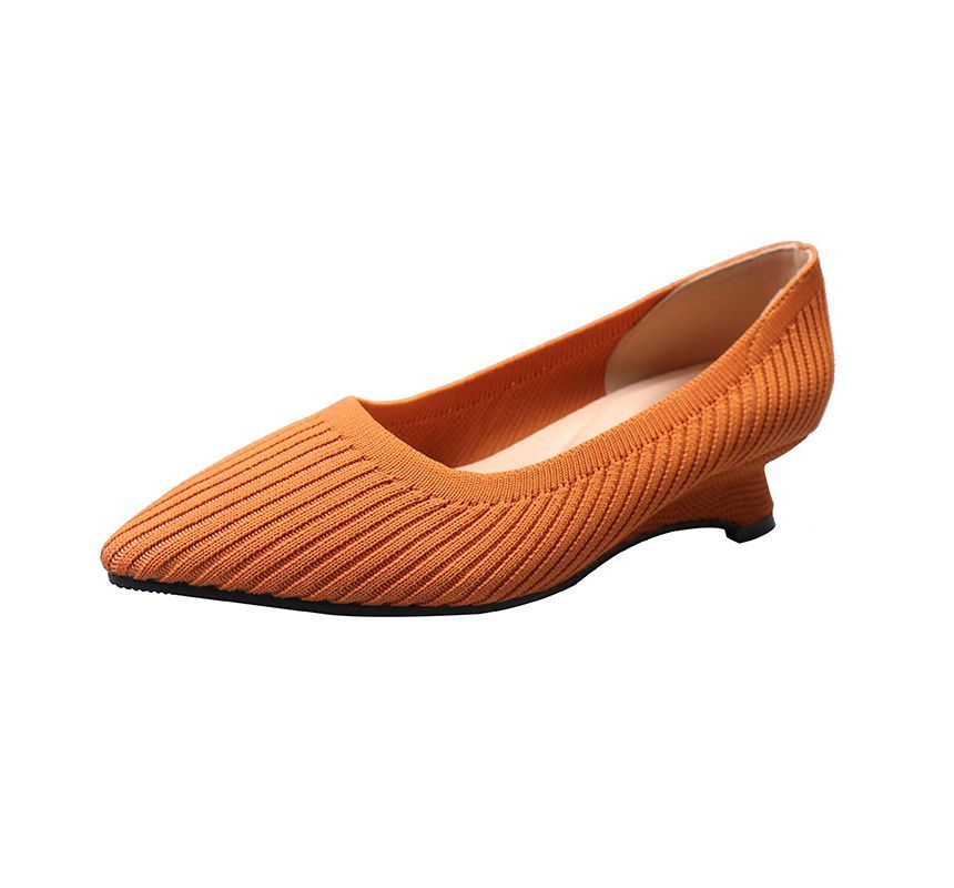 Wedge Pumps Knit Pointy-Toe Heel