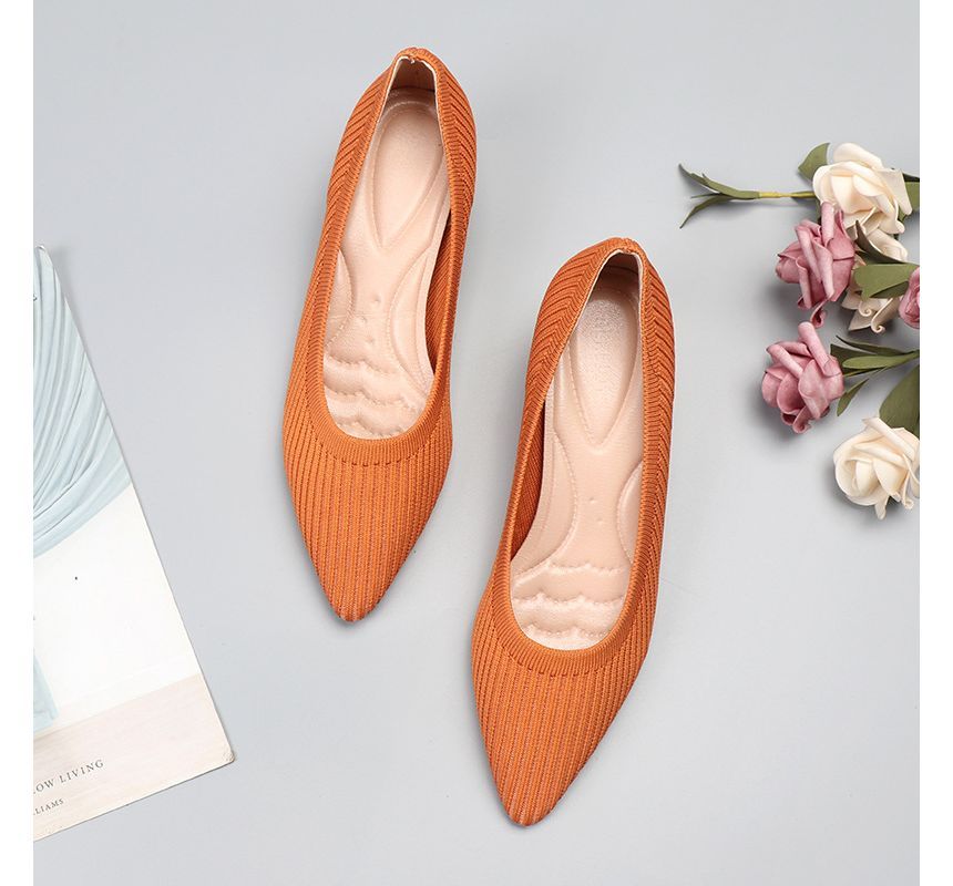Wedge Pumps Knit Pointy-Toe Heel