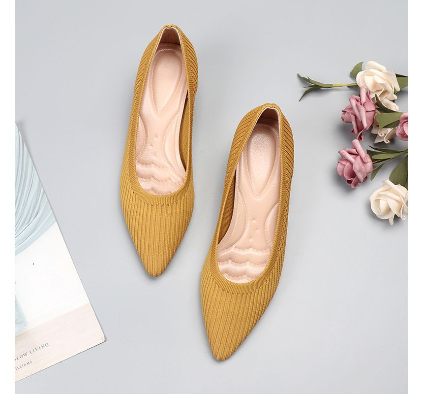 Wedge Pumps Knit Pointy-Toe Heel