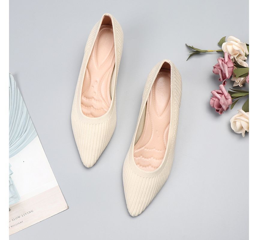 Wedge Pumps Knit Pointy-Toe Heel