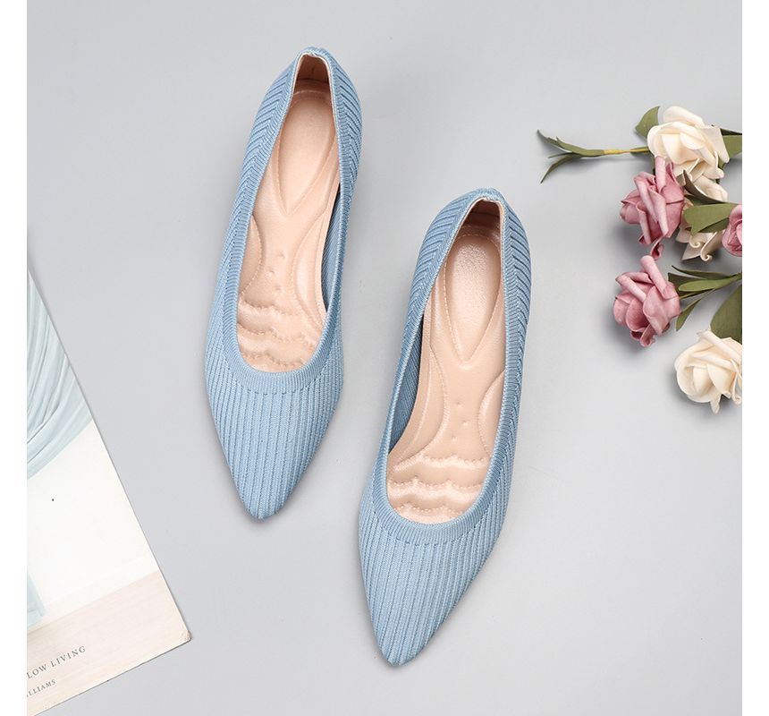Wedge Pumps Knit Pointy-Toe Heel