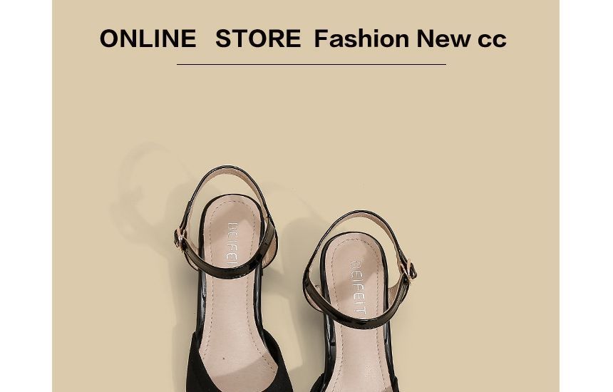 Heel Pointy-Toe Sandals Strap Ankle Chunky