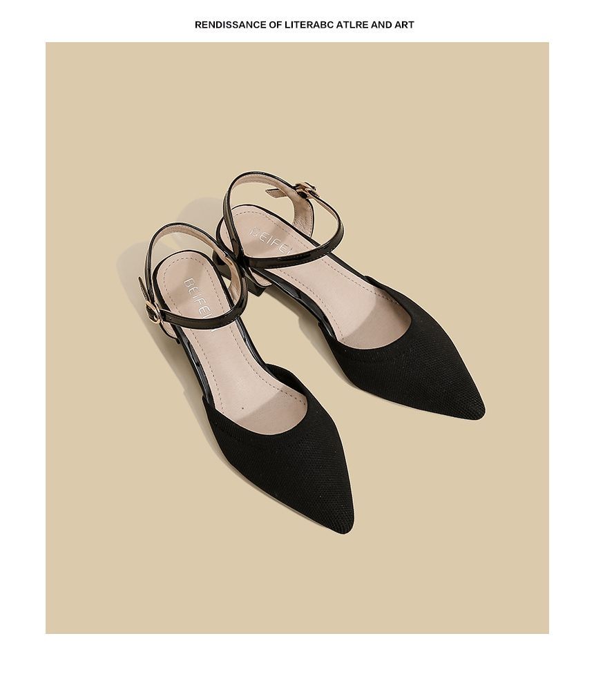Heel Pointy-Toe Sandals Strap Ankle Chunky