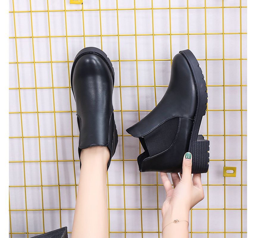 Leather Boots Faux Ankle