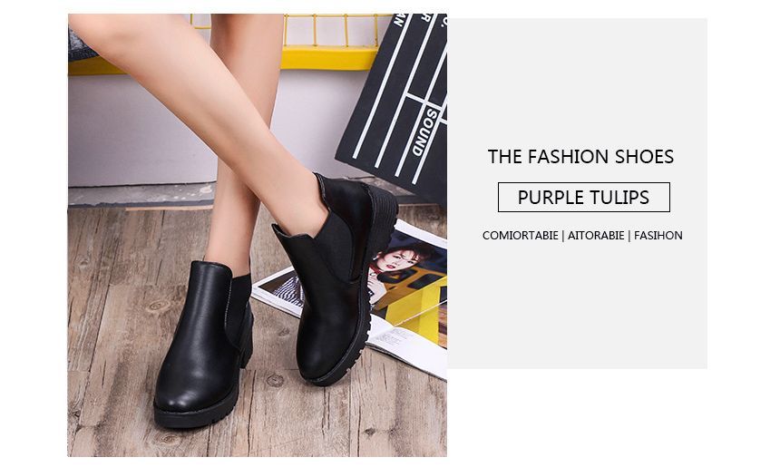 Leather Boots Faux Ankle