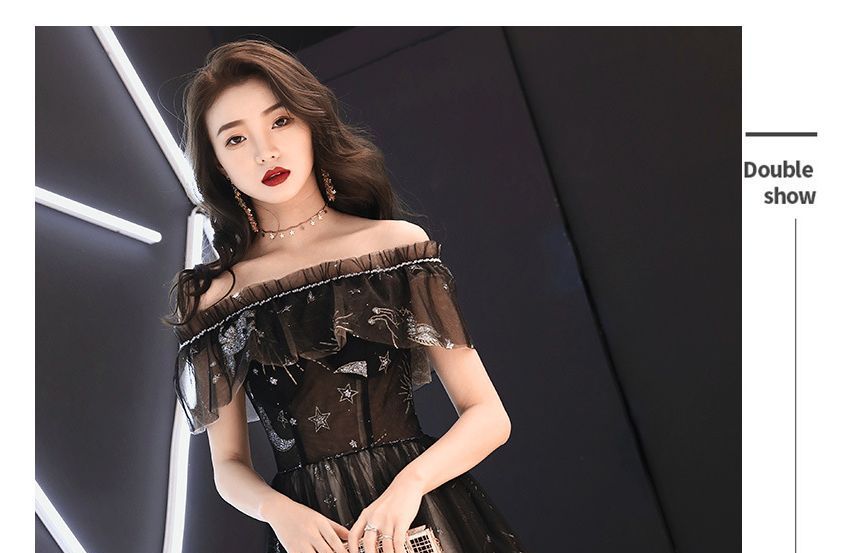 Print Gown A-Line Evening Star Off-Shoulder