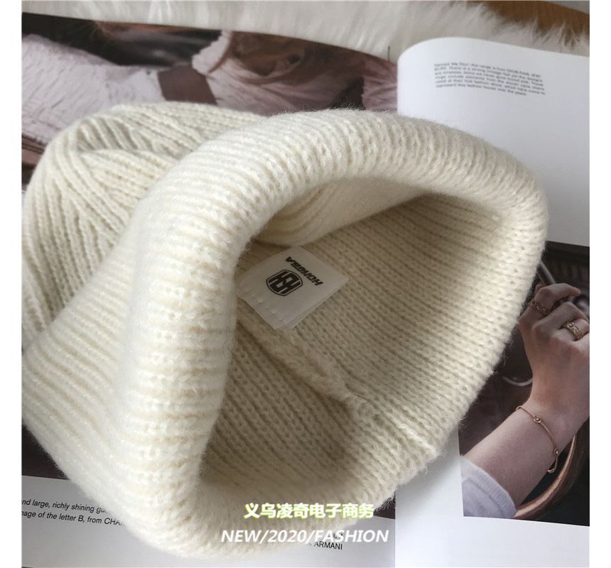 Embroidered Beanie Knit Heart