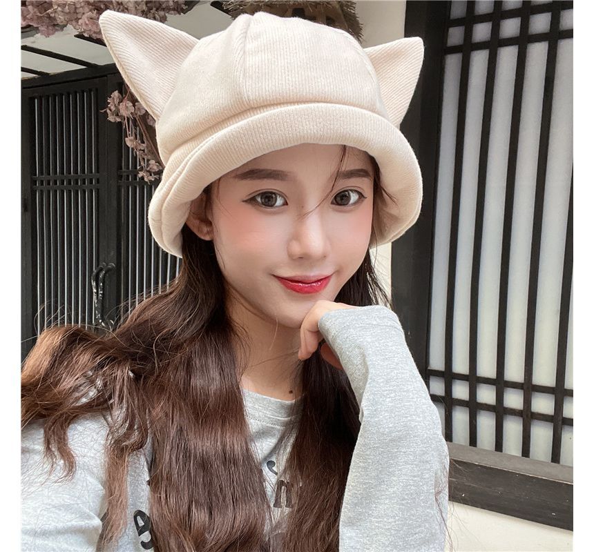 Ear Bucket Hat Cat Knit