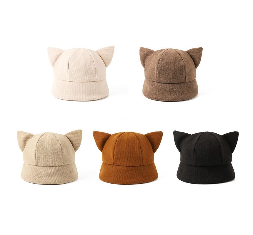 Ear Bucket Hat Cat Knit