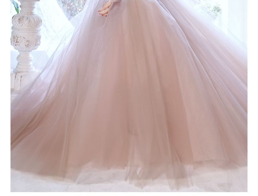 Beaded Gown Cap-Sleeve Evening A-Line Plain