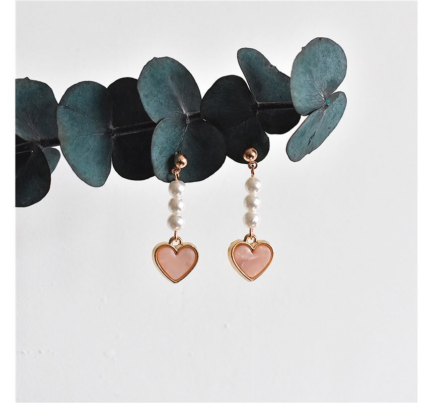 Heart / Drop Faux Pearl Clip-On Earring