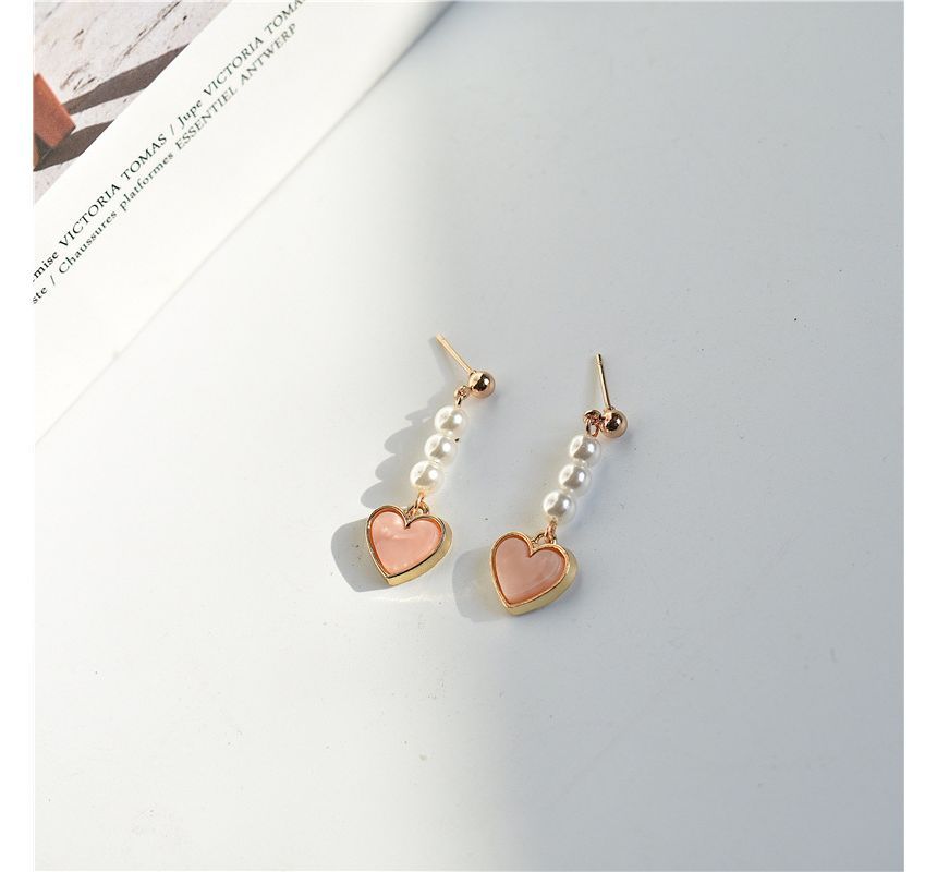 Heart / Drop Faux Pearl Clip-On Earring