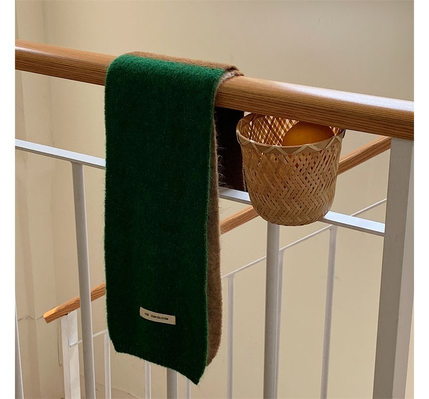 Lettering Block Scarf Applique Knit Color