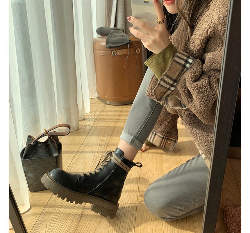 Chunky-Heel Short Boots Color Block