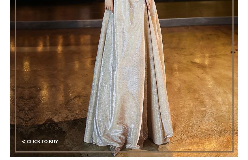 A-Line Off / Evening Dress Gown Glitter Cocktail Shoulder