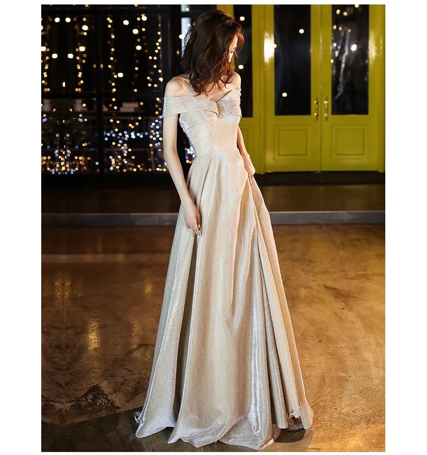 Dress Glitter / Gown Cocktail Evening Off Shoulder A-Line