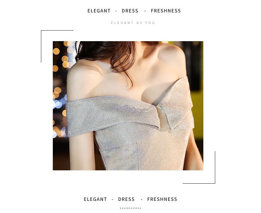 Dress Glitter / Gown Cocktail Evening Off Shoulder A-Line