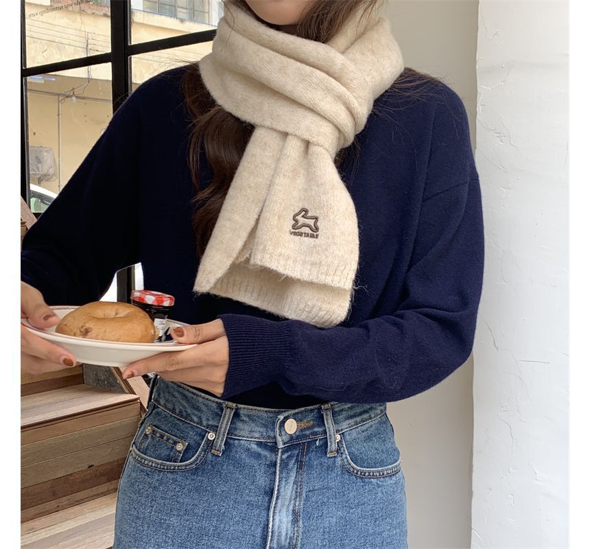 Embroidered Rabbit Scarf