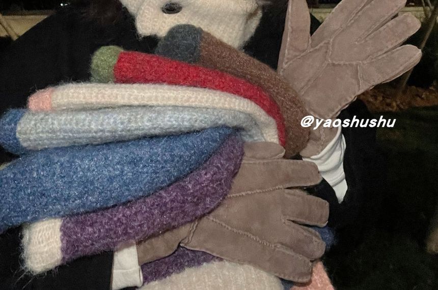 Knit Balaclava Two-Tone Hat