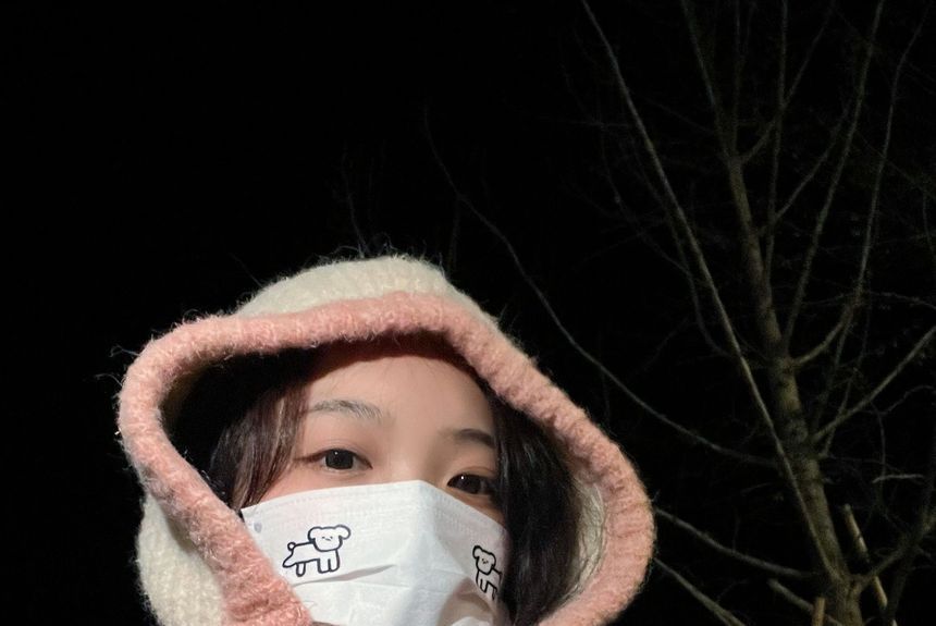 Knit Balaclava Two-Tone Hat