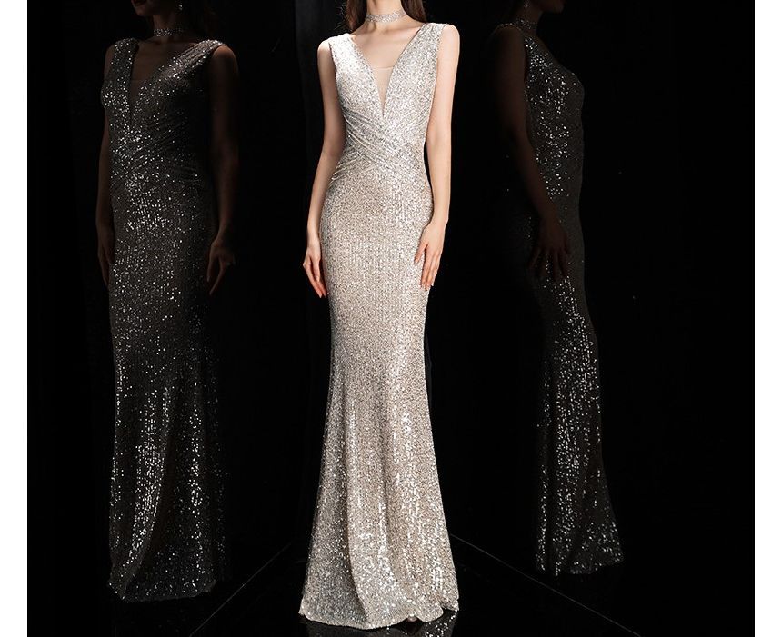 (Various Sequined Designs) Evening Mermaid Gown