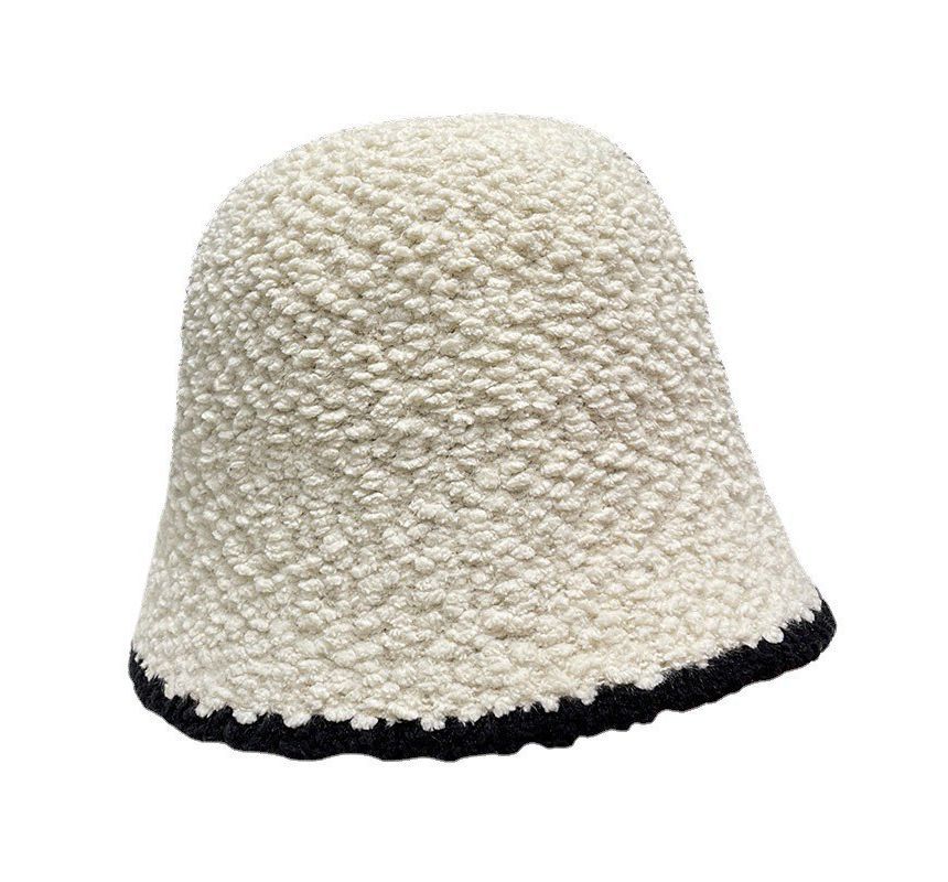 Faux Trim Contrast Shearling Bucket Hat