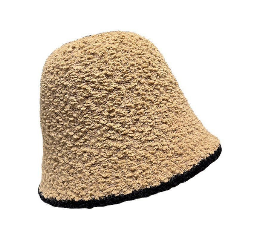 Bucket Shearling Contrast Trim Faux Hat