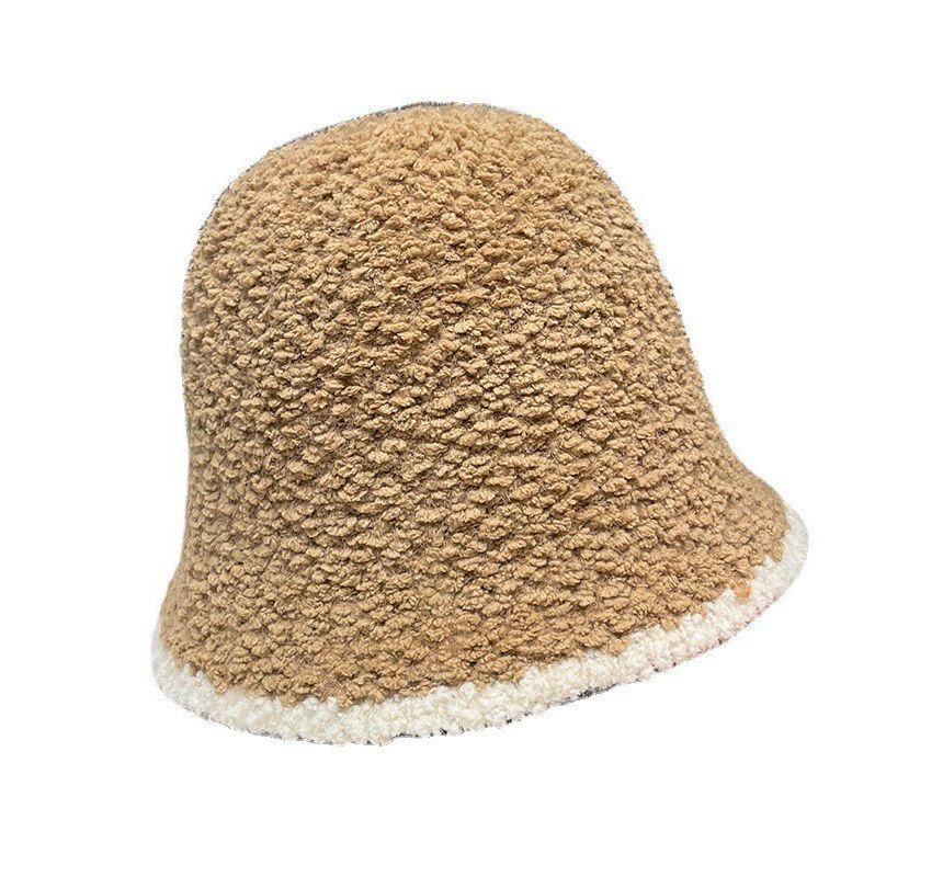 Bucket Shearling Contrast Trim Faux Hat