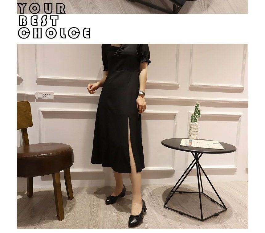 Faux Pumps Heel Chunky Leather