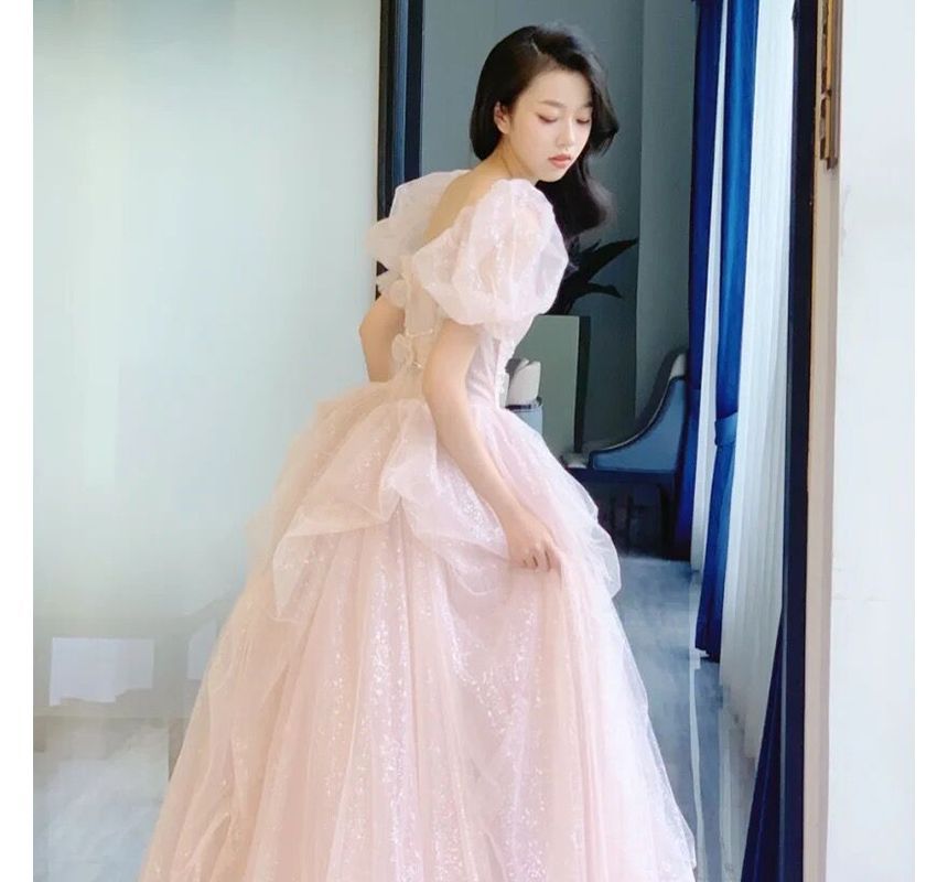 Ball Puff-Sleeve Gown Evening
