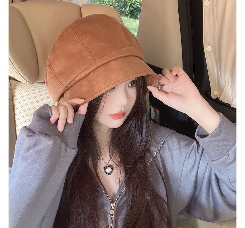 Newsboy Faux Suede Cap Plain