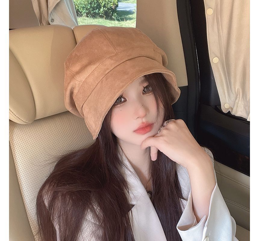 Newsboy Faux Suede Cap Plain