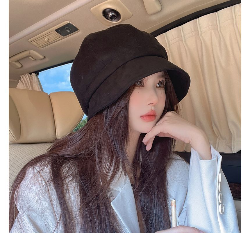 Newsboy Faux Suede Cap Plain