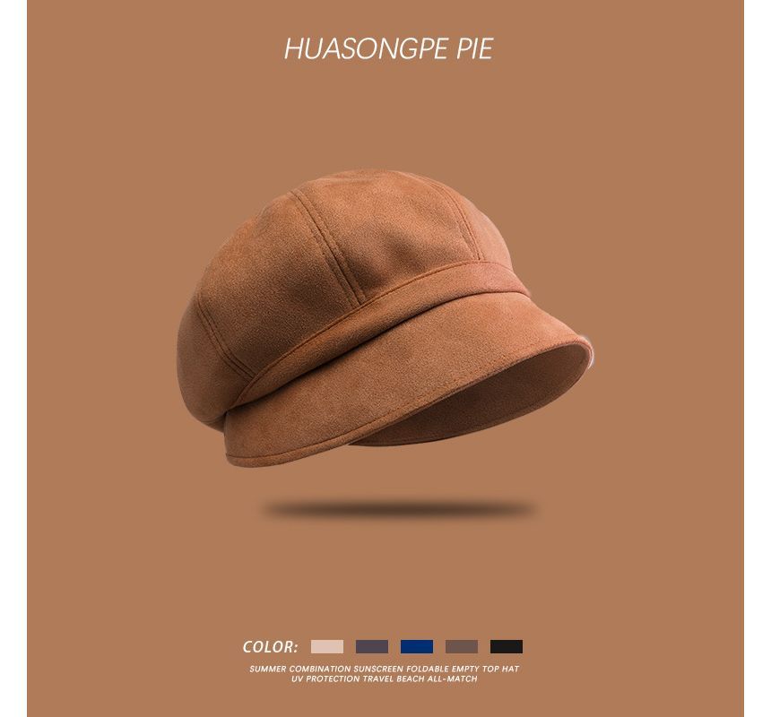 Newsboy Faux Suede Cap Plain