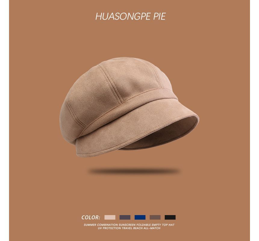 Newsboy Faux Suede Cap Plain