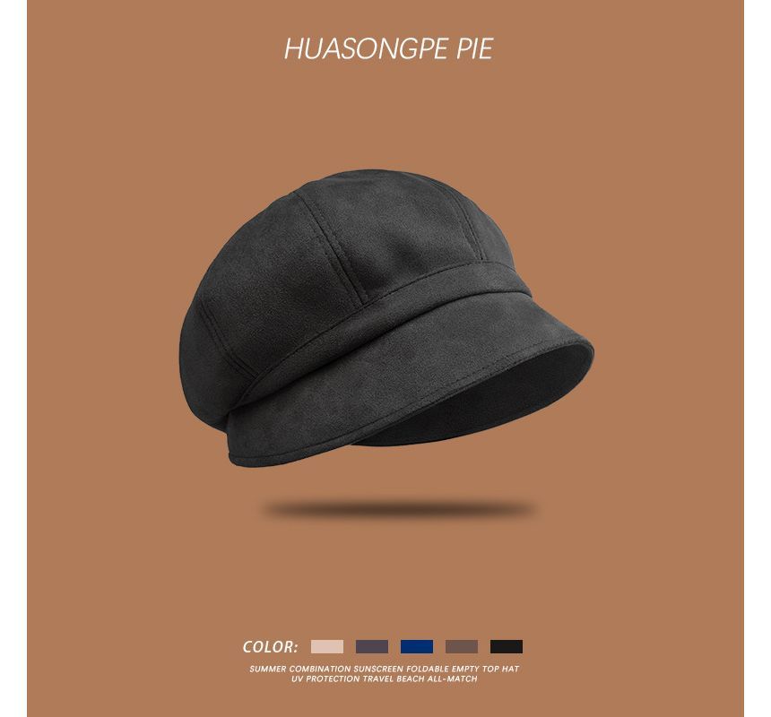 Newsboy Faux Suede Cap Plain
