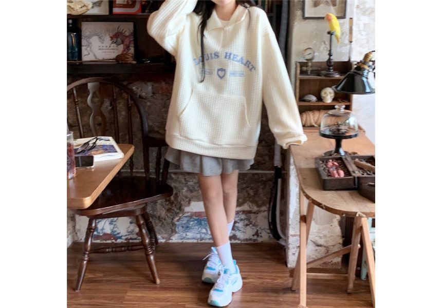 Collar Letter Oversized Sweatshirt Embroidered
