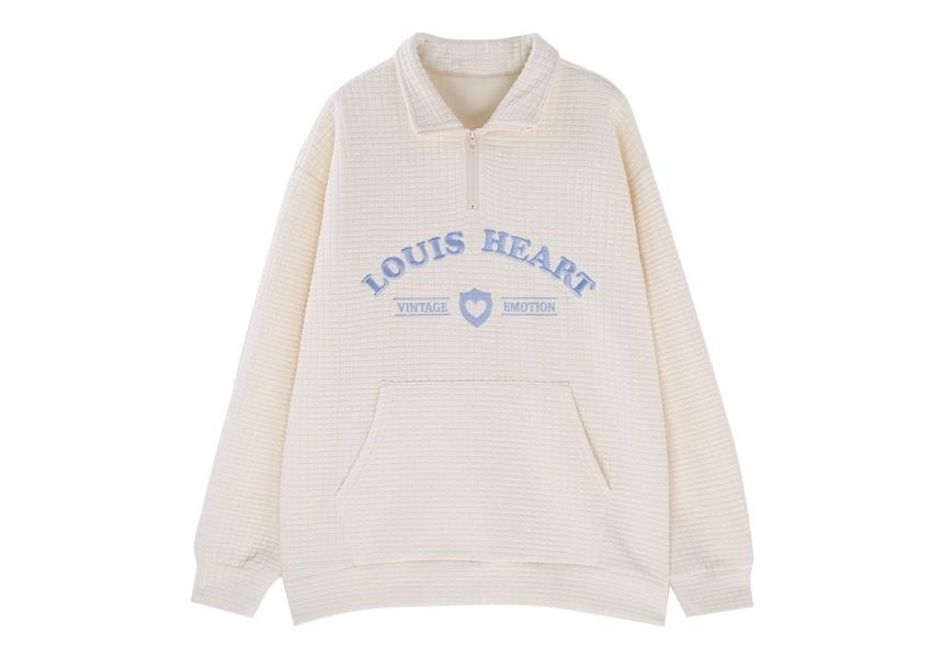 Collar Letter Oversized Sweatshirt Embroidered